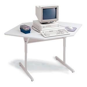 3511-GMQ Bretford Basic Connection Series 3511 Corner Table Rectangle Top Y-shaped Base 65" Table Top Width x 42" Table Top Depth x 1" Table Top Thickness 32" Height Mist Gray, Powder Paint, Quartz